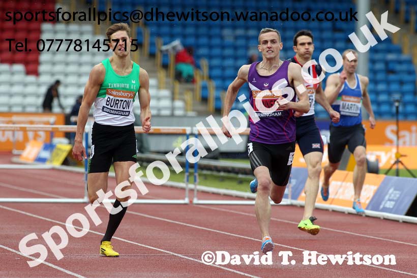 Niall Flannery (Newham) 400 metres hurdles, 2014 Sainsbury's British Championships. Photo: David T. Hewitson/Sports for All Pics